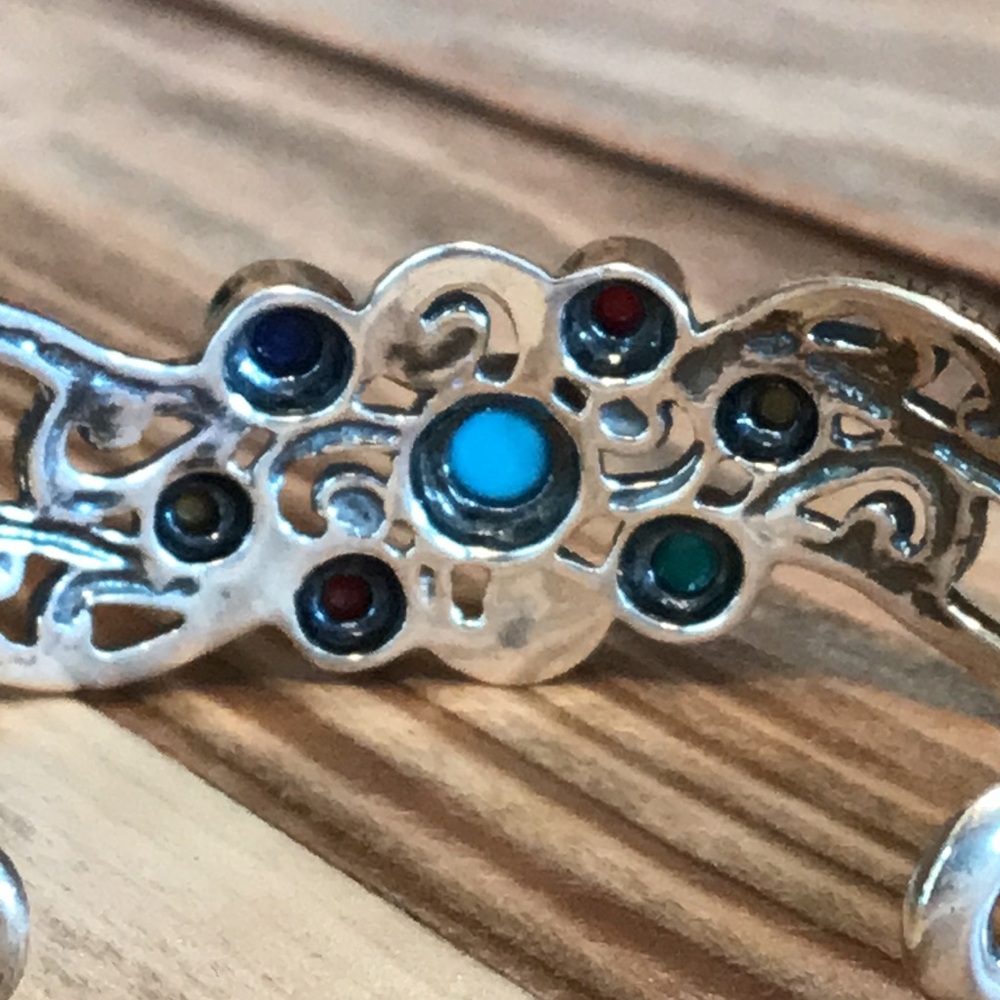 Carolyn Pollack Multi Stone Cuff Bracelet Sterling Silver - Picture 5 of 6